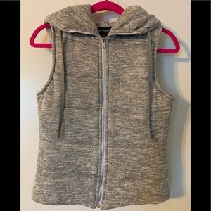 Grey Zip Up Vest with Hood